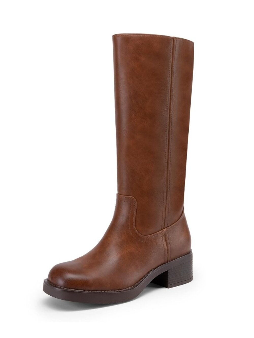 Women's Square Toe Platform Chunky Block Heel Knee High Riding Boots